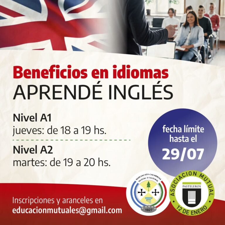 Nuevo beneficio de Idiomas para nuestros afiliados y asociados a la Mutual 12 de enero